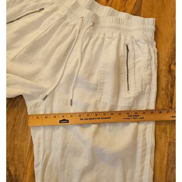 Athleta Cabo White Sz18 Linen Wide leg pants. Calla Lily. Relaxing Boho. Elastic - Picture 6 of 15